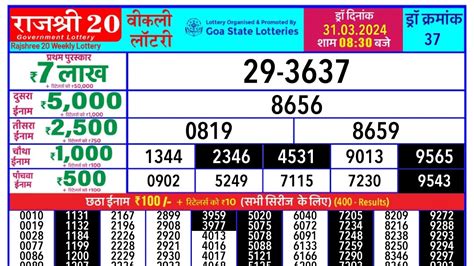 rajshree 20 ravi weekly lottery